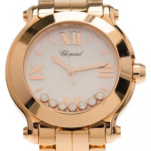Chopard Mother of Pearl 18K Rose Gold Happy Sport Women's Wristwatch 36MM