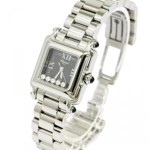 Chopard Black Stainless Steel Happy Sport Women's Wristwatch 23MM