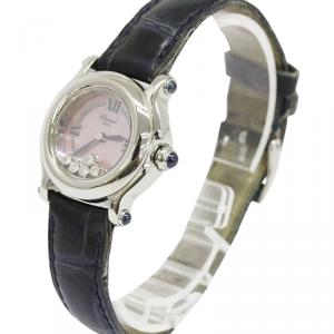Chopard Pink Mother of Pearl Stainless Steel Happy Sport Women's Wristwatch 26MM