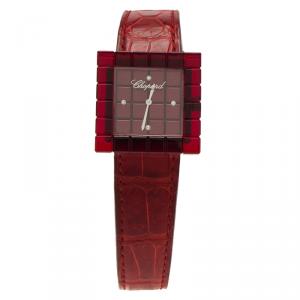 Chopard Red Resin & Stainlee Steel Ice Cube Be Mad Women’s Wristwatch 31MM