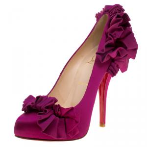 Pre Owned Christian Louboutin Pink Satin Escandria Pumps Size 39