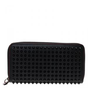 Christian Louboutin Black Leather Studded Spike Continental Wallet