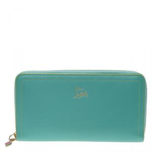 Christian Louboutin Turquoise Leather Zip Around Agenda Wallet