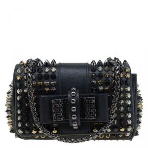 Christian Louboutin Black Leather Spike Sweet Charity Mini Crossbody Bag