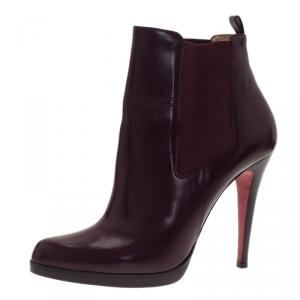 مملوكة مسبقًا حذاء بوت كريستيان لوبوتان جلد أحمر داكن مقاس 41.5