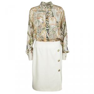 Class by Roberto Cavalli Printed Faux Shirt and Skirt Style Dress M