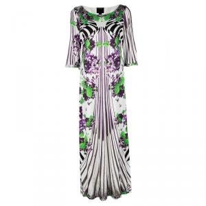 Class by Roberto Cavalli Multicolor Printed Short Sleeve Maxi Dress L