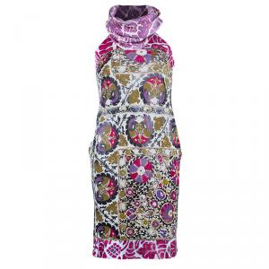 Pre Owned Class by Roberto Cavalli Pink Printed Turtleneck Dress S