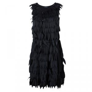 Pre Owned Class by Roberto Cavalli Black Feather Shift Dress M