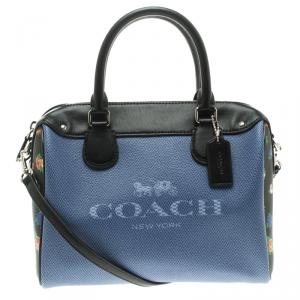 Coach Blue/Black Denim Effect Coated Canvas Mini Bennett Satchel
