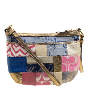 Coach Multicolor Leather and Fabric Patchwork Crossbody Bag