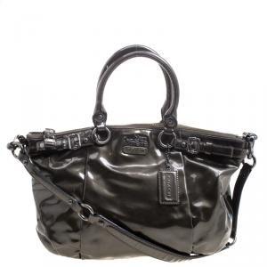 Coach Madison Metallic Olive Green Patent Leather Small Sophia Bag
