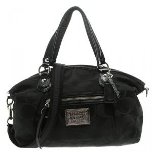 Coach Black Signature Canvas Poppy Satchel