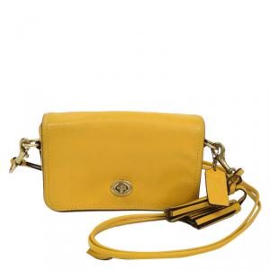 Pre Owned Coach Yellow Leather Legacy Penny Shoulder Bag