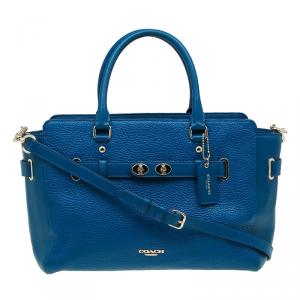 Coach Blue Leather Swagger Carryall Top Handle Bag