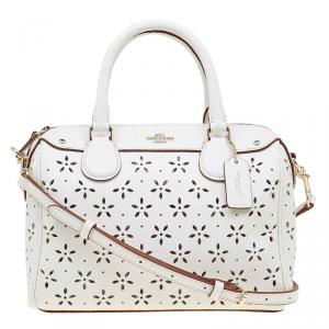 Coach White Leather Mini Laser Cut Bennett Satchel 