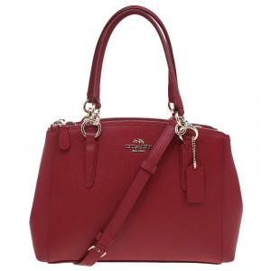 Pre Owned Coach Red Leather Stanton Top Handle Bag