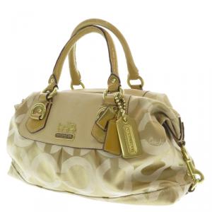 Pre Owned Coach Beige Monogram Canvas Sabrina Satchel