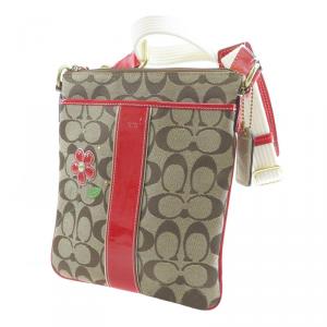 Pre Owned Coach Signature Canvas/Patent Leather Shoulder Bag