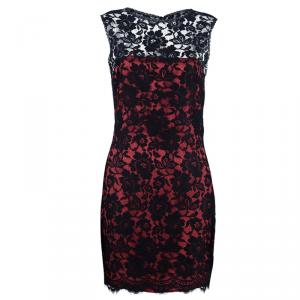 D and G Red Black Lace Fitted Dress M