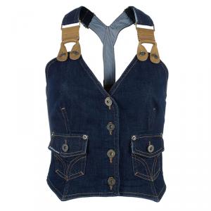 D and G Denim Halterneck Top M