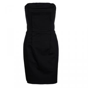 Pre Owned D&G Black Cotton Strapless Dress M