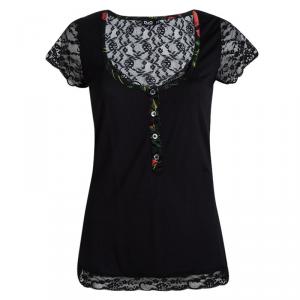 D&G Black Sheer Lace Back Detail Top L