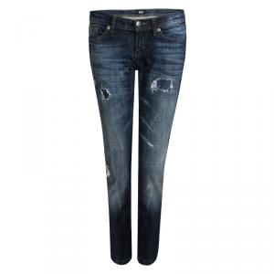 D&G Indigo Dark Wash Faded Effect Distressed Denim Tight Fit Girly Jeans S