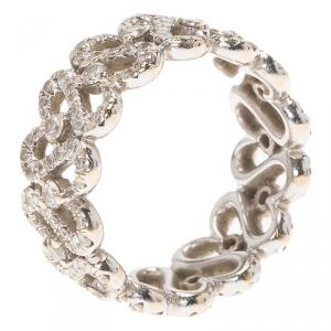 De Beers Swan Pave Diamond White Gold Ring Size 50