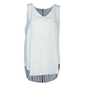 10 Crosby Derek Lam White and Black High-Low Hem Sleeveless Top M