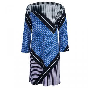 Pre Owned Diane Von Furstenberg Ruri Striped Shift Dress XL