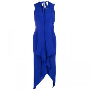 Pre Owned Diane Von Furstenberg Panos Silk Cobalt Dress M
