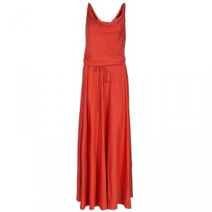 Pre Owned Diane von Furstenberg Orange Tadd Silk Maxi Dress XS