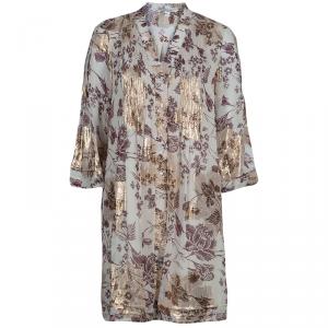 Pre Owned Diane Von Furstenberg Cream Printed Layla Dress M