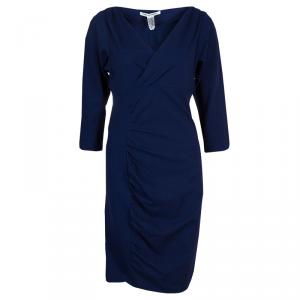 Pre Owned Diane Von Furstenberg Purple Knit Ruched Side Basuto Dress M