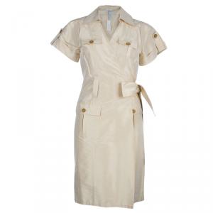 Pre Owned Diane Von Furstenberg Beige Safaya Utility Dress M