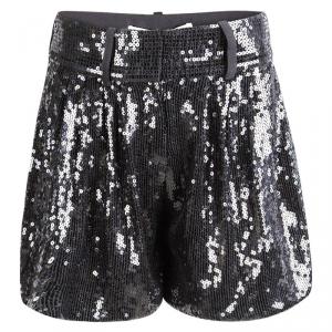 Diane Von Furstenberg Black Silk Sequined Aleah Shorts S
