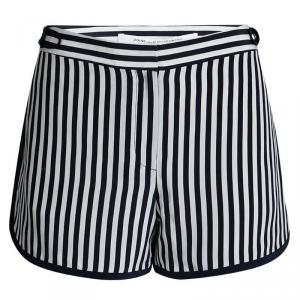 Diane Von Furstenberg Navy Blue and White January Striped Silk Tiffany Print Shorts M