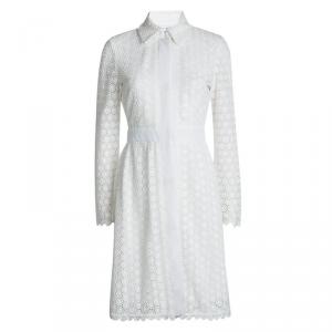 Pre Owned Diane Von Furstenberg White Waldorf Cosmic Lace Cocktail Coat XS