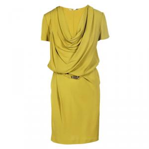 Pre Owned Diane Von Furstenberg Yellow Danil Silk Dress S