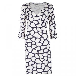 Pre Owned Diane Von Furstenberg Multicolor Printed Silk New Julian Two Wrap Dress M