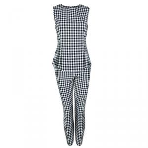 Diane Von Furstenberg Monochrome Gingham Plaid Genesis Top and Pant Set S