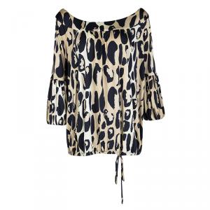 Pre Owned Diane Von Furstenberg Multicolor Animal Printed Pele Top L