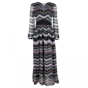 Pre Owned Diane Von Furstenberg Multicolor Printed Silk Lizbeth Maxi Dress S