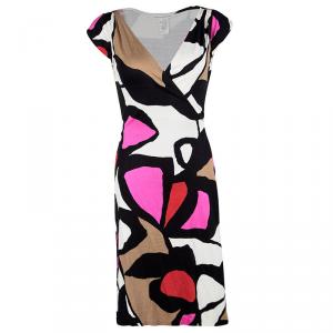 Pre Owned Diane Von Furstenberg Multicolor Printed Silk Abri Wrap Dress M