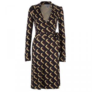 Pre Owned Diane von Furstenberg Vintage Geo Print Jeanne Wrap Dress S