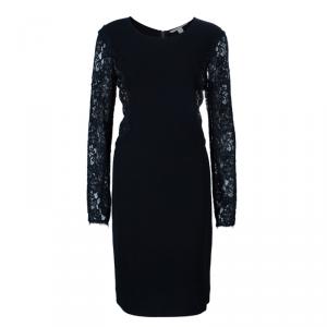 Pre Owned Diane Von Furstenberg Black Lace India Dress L