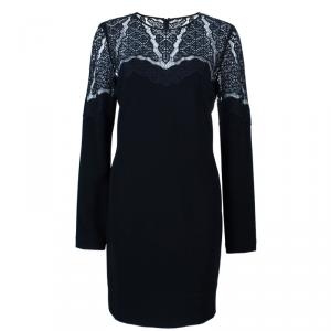 Pre Owned Diane von Furstenberg Black Lace Dahlia Dress L