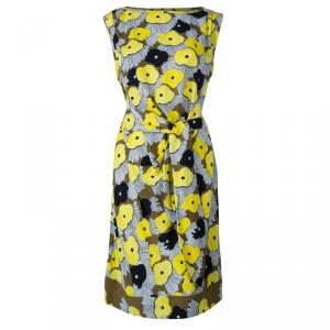 Pre Owned Diane von Furstenberg Yellow Floral Print New Della Print Lily Crepe Dress L