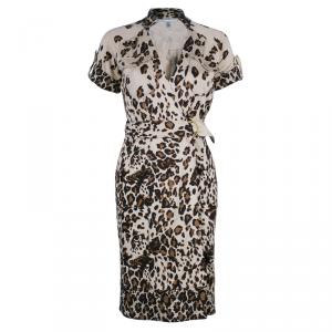 Pre Owned Diane von Furstenberg Leopard Print Anoush Dress S
